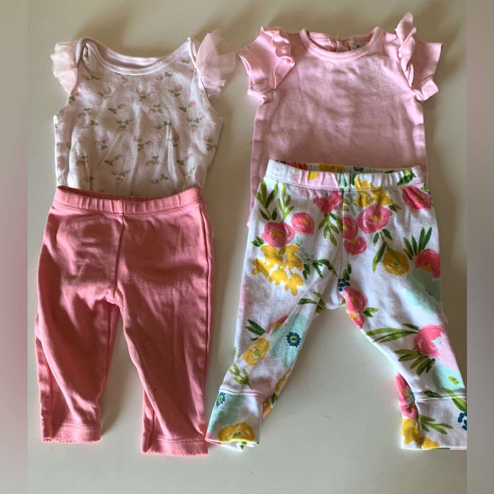 Laura Ashley Set of 4 baby girl onesies and leggings